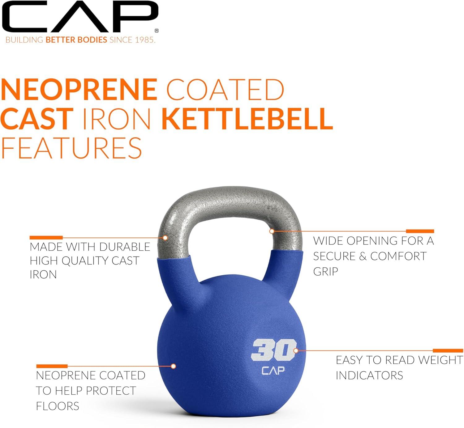 image:imageCAP Barbell Cast Iron Kettlebell Coated Options Singles and Sets Multiple Weight Choices30 pounds