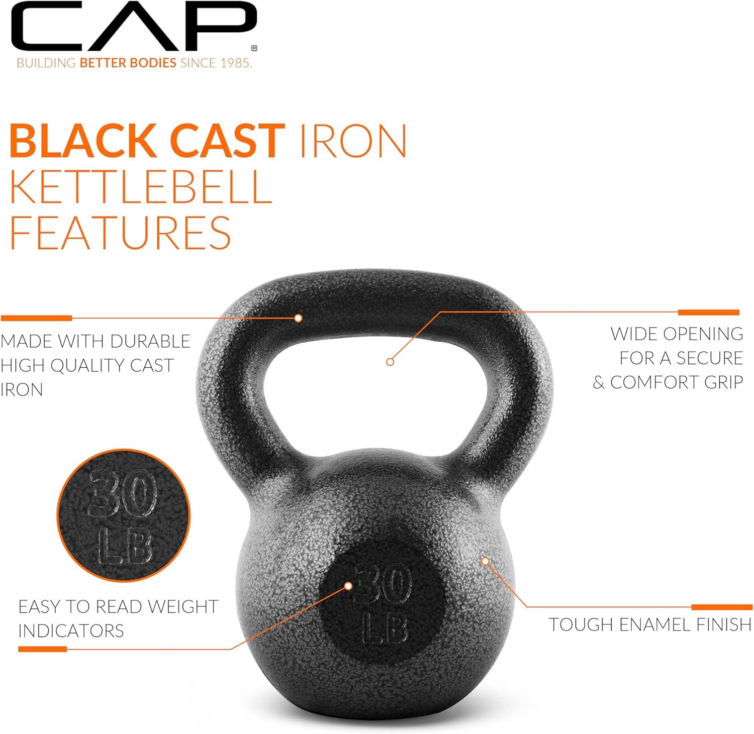 image:imageCAP Barbell Cast Iron Kettlebell Coated Options Singles and Sets Multiple Weight Choices30 pounds