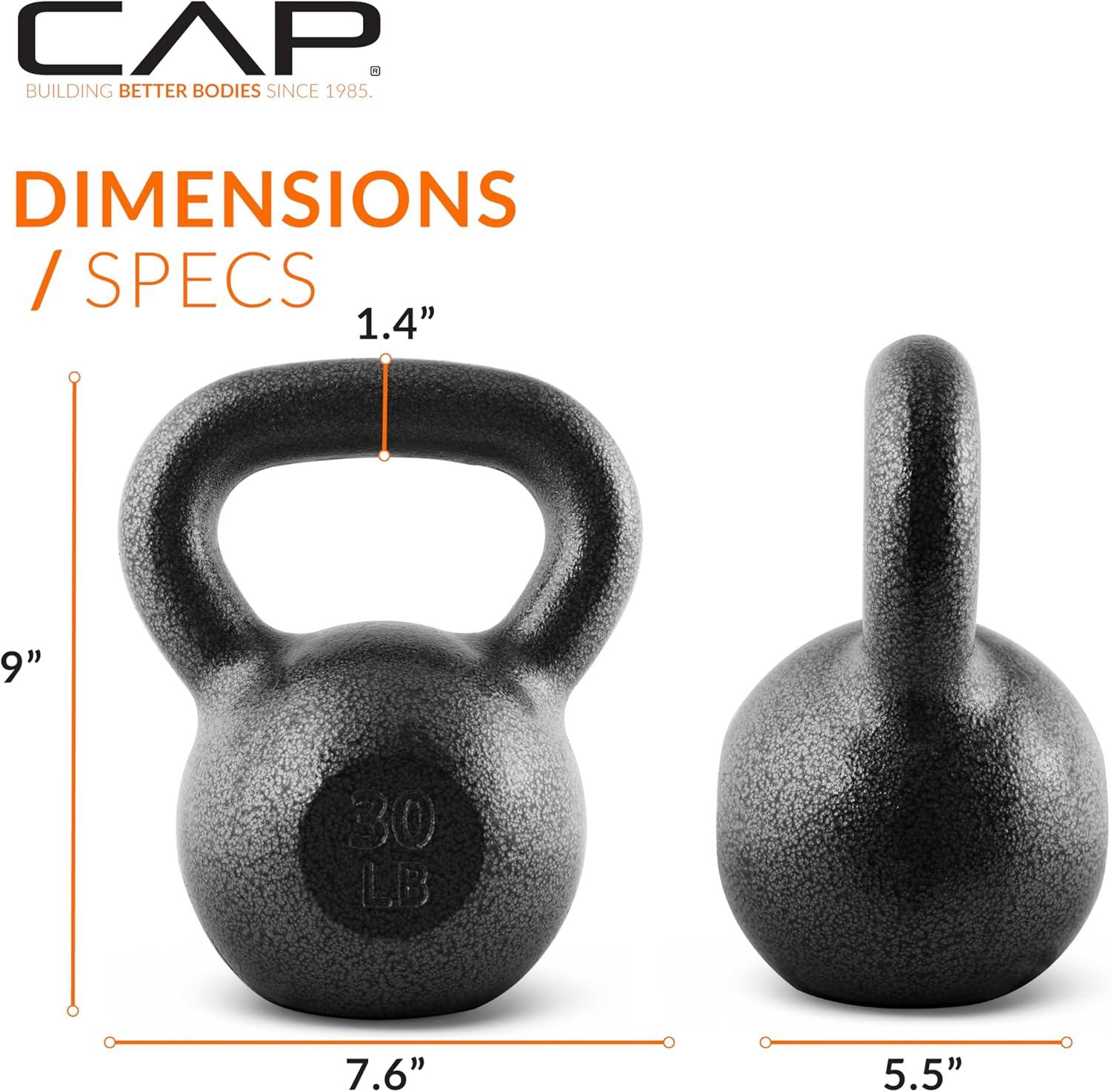 image:imageCAP Barbell Cast Iron Kettlebell Coated Options Singles and Sets Multiple Weight Choices30 pounds