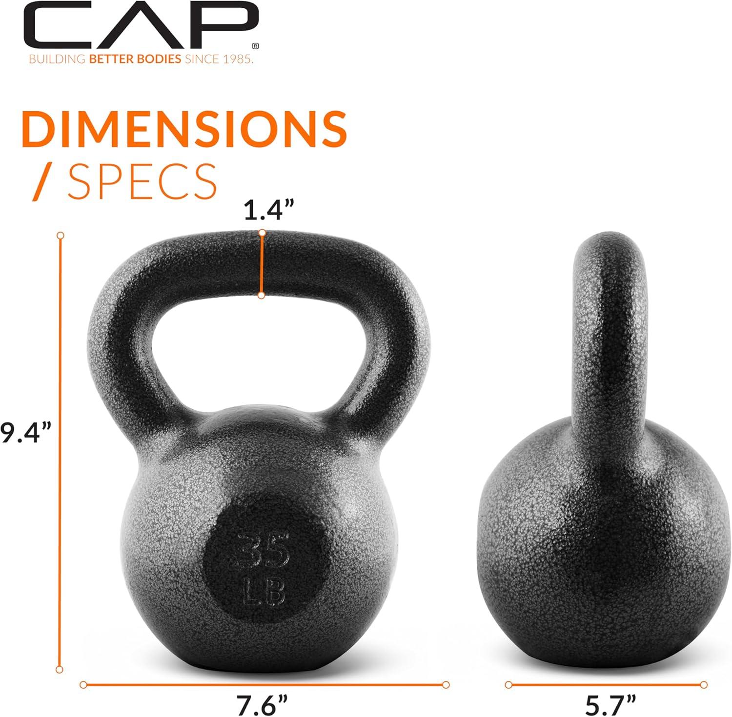 image:imageCAP Barbell Cast Iron Kettlebell Coated Options Singles and Sets Multiple Weight Choices35 pounds