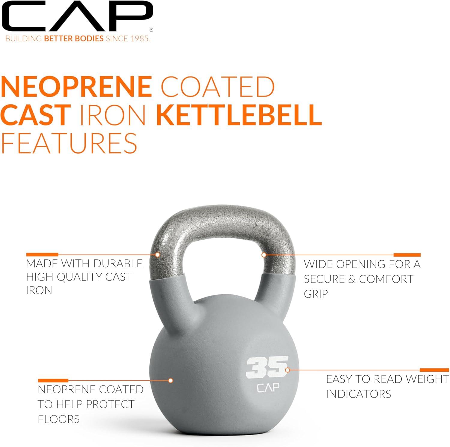 image:imageCAP Barbell Cast Iron Kettlebell Coated Options Singles and Sets Multiple Weight Choices35 pounds