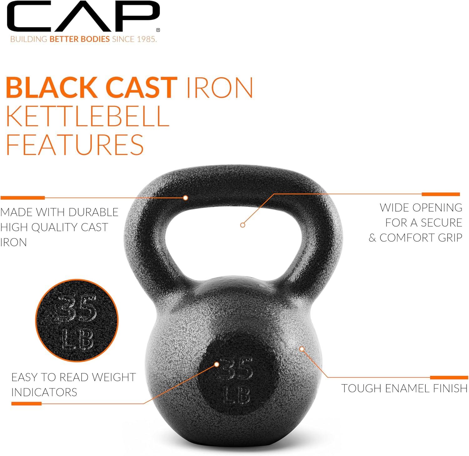 image:imageCAP Barbell Cast Iron Kettlebell Coated Options Singles and Sets Multiple Weight Choices35 pounds