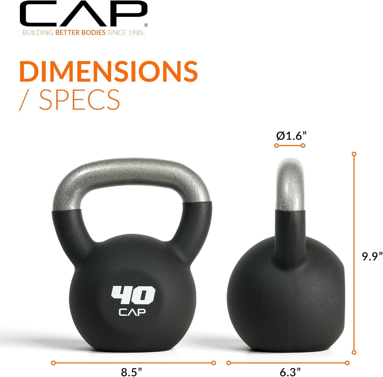 image:imageCAP Barbell Cast Iron Kettlebell Coated Options Singles and Sets Multiple Weight Choices40 pounds