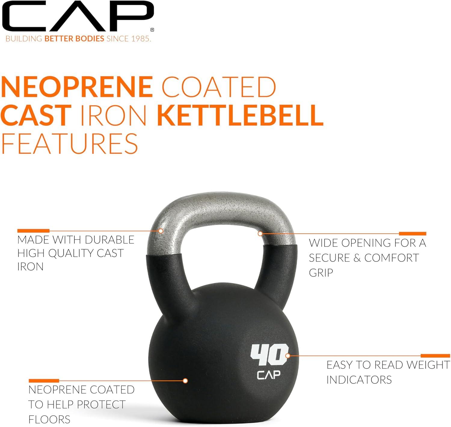 image:imageCAP Barbell Cast Iron Kettlebell Coated Options Singles and Sets Multiple Weight Choices40 pounds