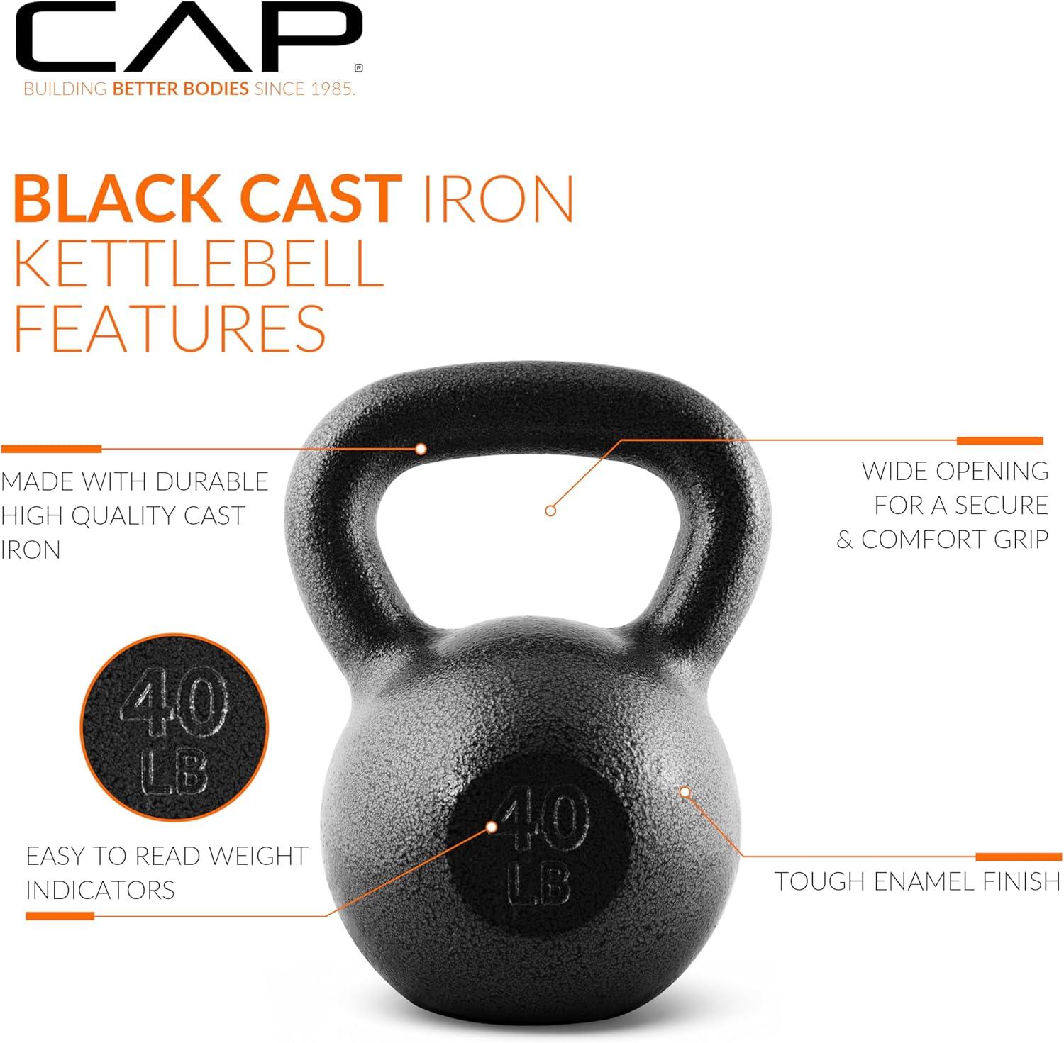 image:imageCAP Barbell Cast Iron Kettlebell Coated Options Singles and Sets Multiple Weight Choices40 pounds