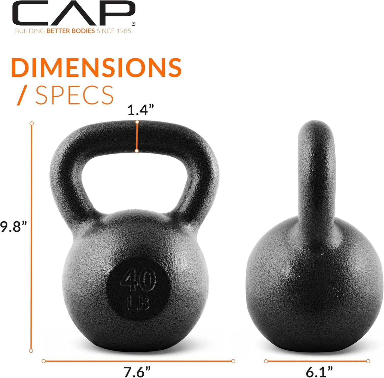 image:imageCAP Barbell Cast Iron Kettlebell Coated Options Singles and Sets Multiple Weight Choices40 pounds