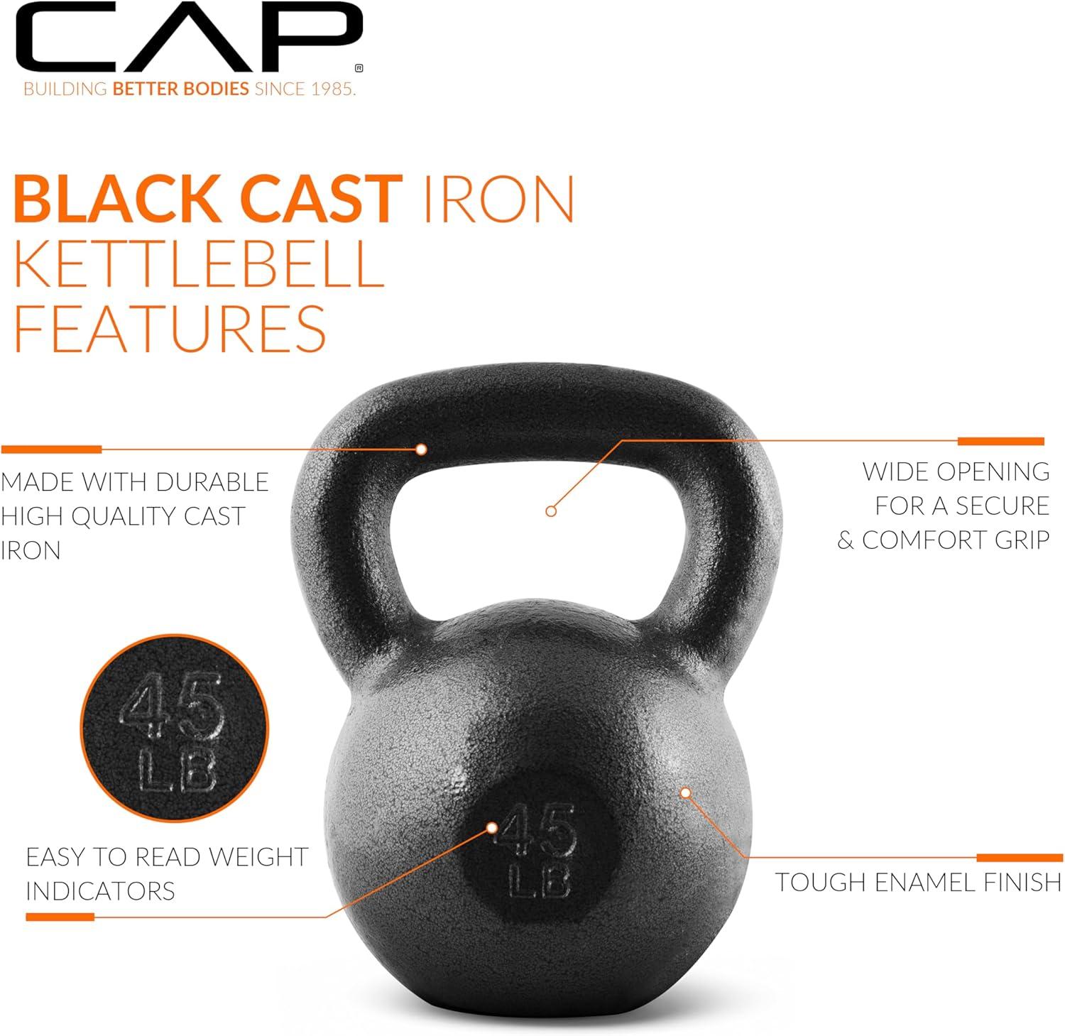 image:imageCAP Barbell Cast Iron Kettlebell Coated Options Singles and Sets Multiple Weight Choices45 pounds