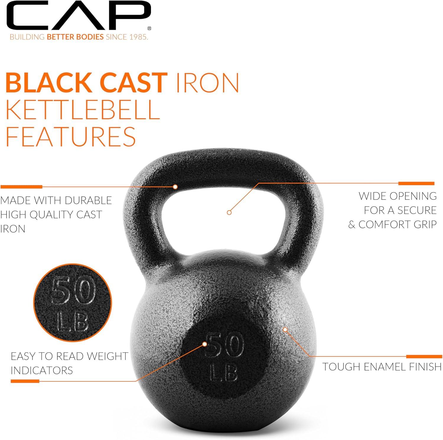 image:imageCAP Barbell Cast Iron Kettlebell Coated Options Singles and Sets Multiple Weight Choices50 pounds