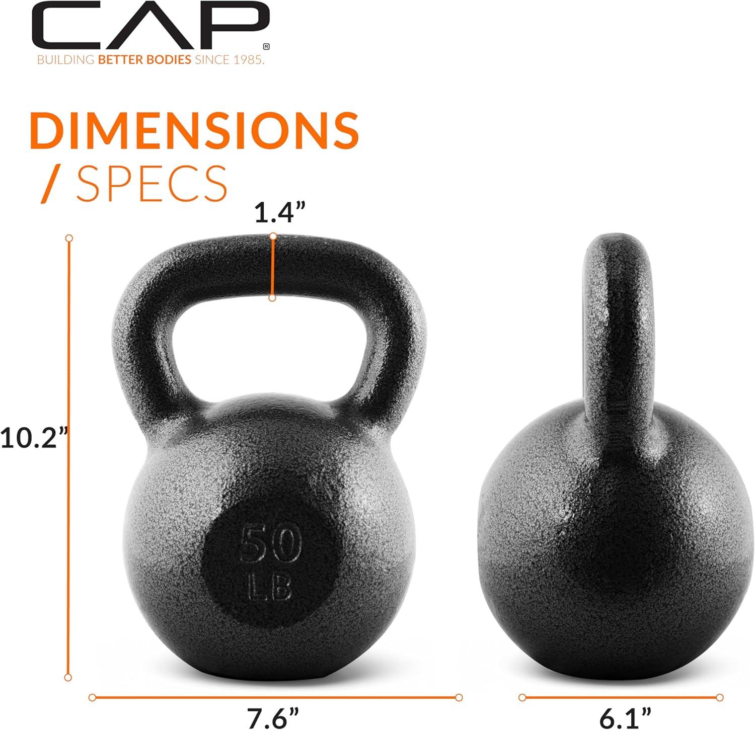 image:imageCAP Barbell Cast Iron Kettlebell Coated Options Singles and Sets Multiple Weight Choices50 pounds
