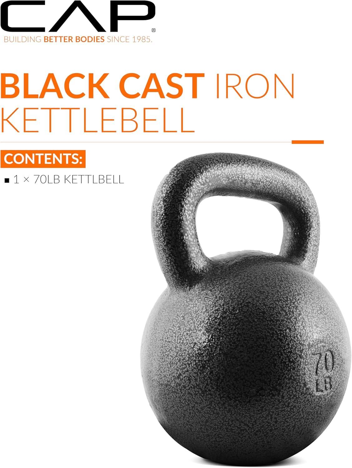 image:imageCAP Barbell Cast Iron Kettlebell Coated Options Singles and Sets Multiple Weight Choices70 pounds