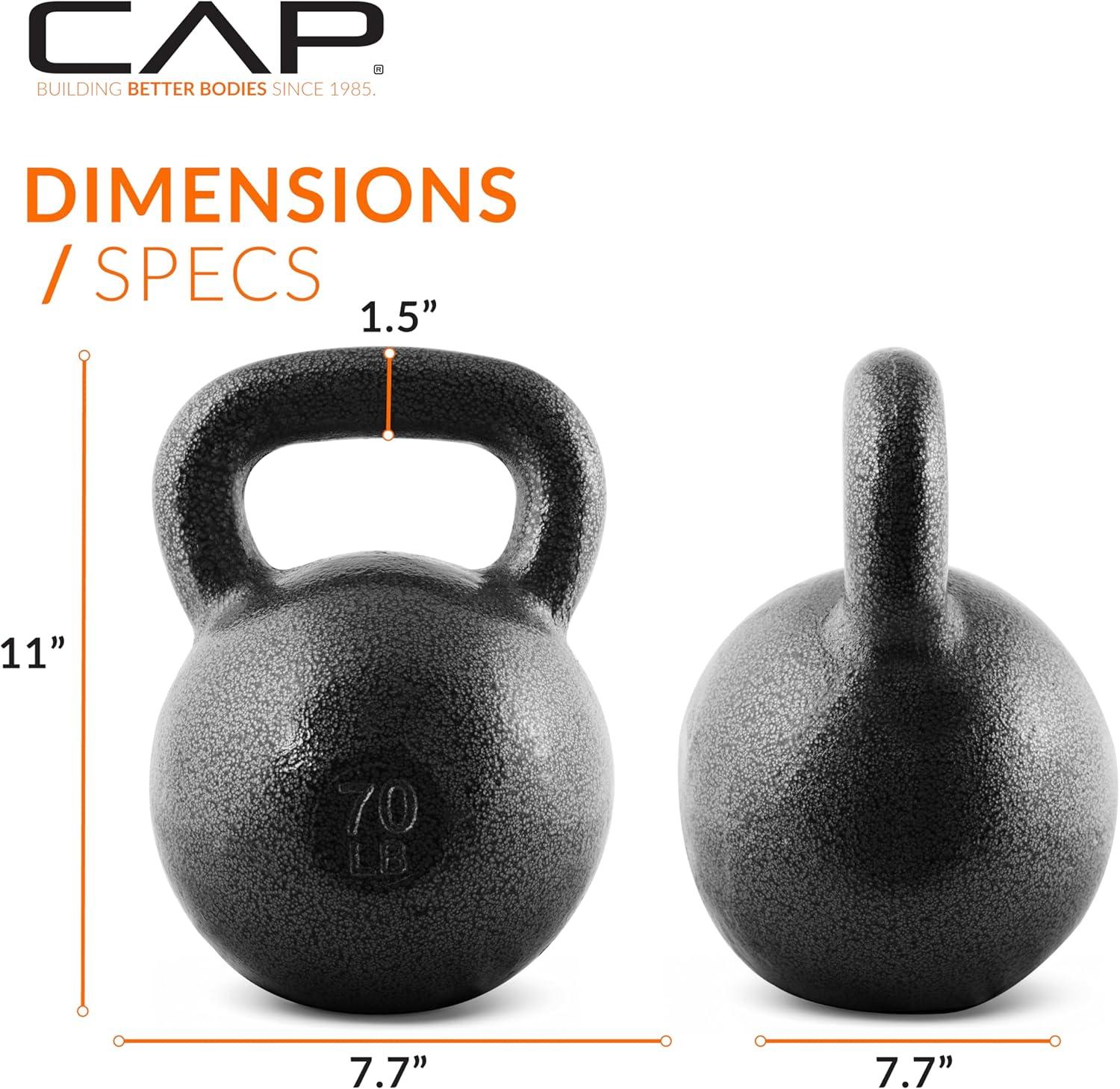 image:imageCAP Barbell Cast Iron Kettlebell Coated Options Singles and Sets Multiple Weight Choices70 pounds