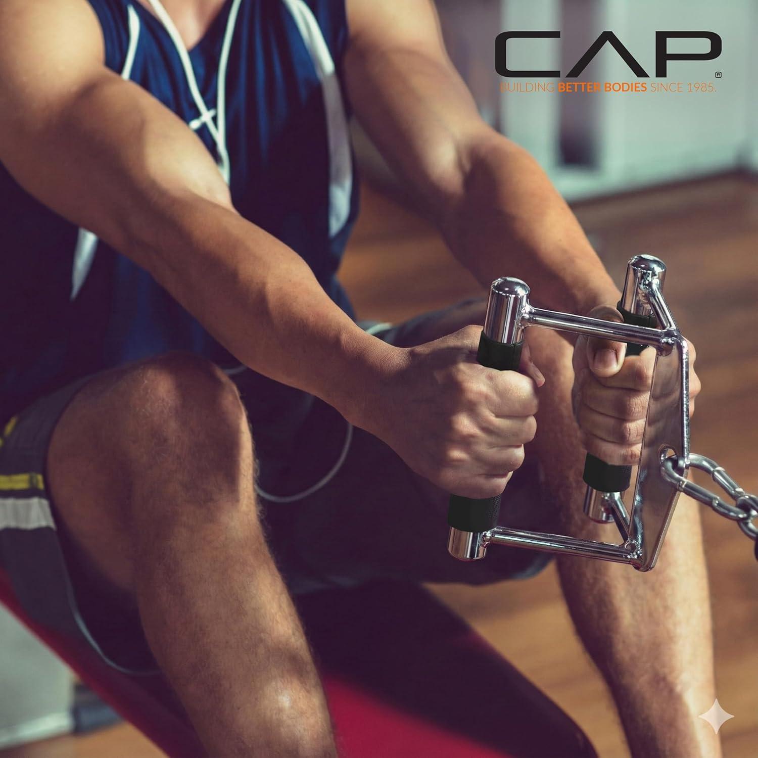 image:imageCAP Barbell Double D Handle with Rubber Grips Black
