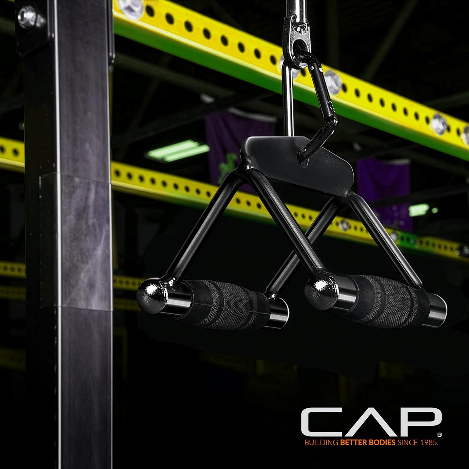 image:imageCAP Barbell Double D Handle with Rubber Grips Black