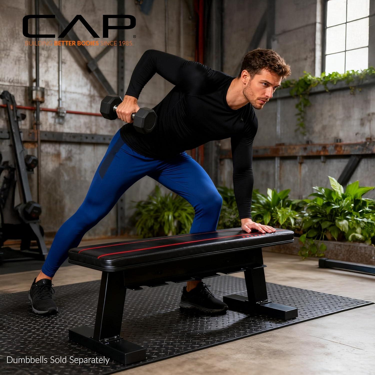 image:imageCAP Barbell Flat Weight Bench with Dumbbell Storage Home Gym Bench for Strength Training Dumbbell Workouts amp SpaceSaving Organization