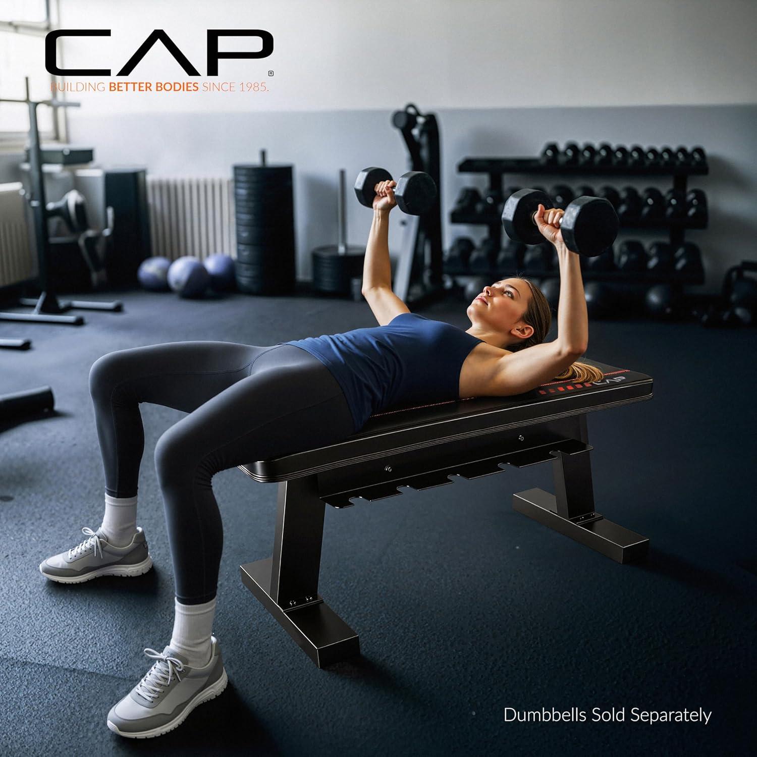 image:imageCAP Barbell Flat Weight Bench with Dumbbell Storage Home Gym Bench for Strength Training Dumbbell Workouts amp SpaceSaving Organization