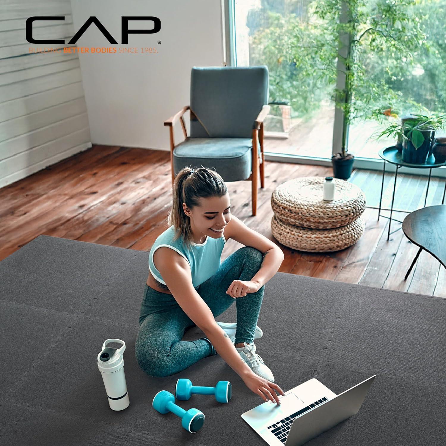 image:imageCAP Barbell Interlocking EVA Foam Carpet Puzzle Mat Floor Tiles 24 x 24 x 12 Multiple Color OptionsCarpet Top Gray