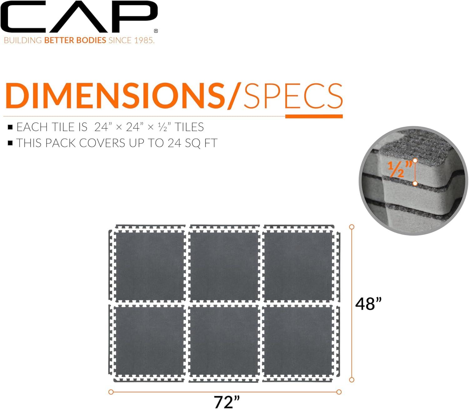 image:imageCAP Barbell Interlocking EVA Foam Carpet Puzzle Mat Floor Tiles 24 x 24 x 12 Multiple Color OptionsCarpet Top Gray