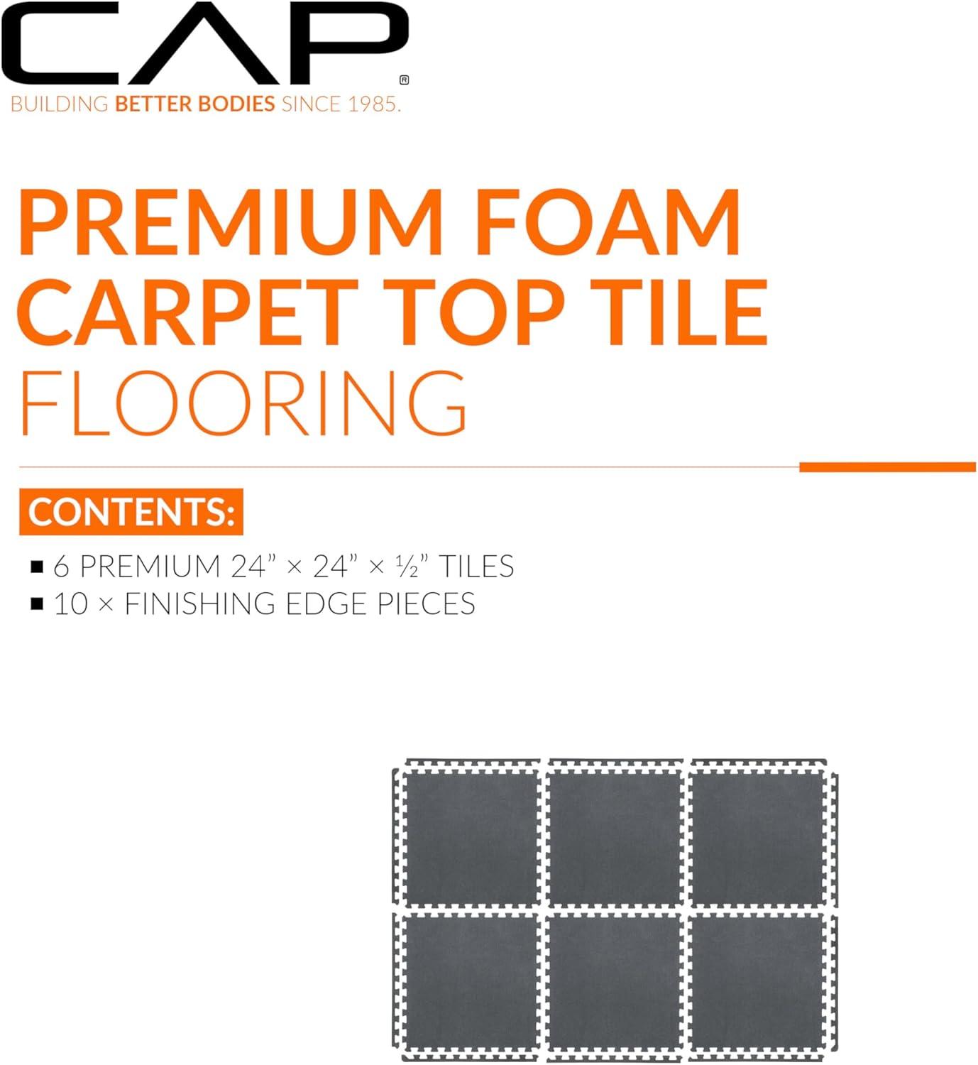 image:imageCAP Barbell Interlocking EVA Foam Carpet Puzzle Mat Floor Tiles 24 x 24 x 12 Multiple Color OptionsCarpet Top Gray