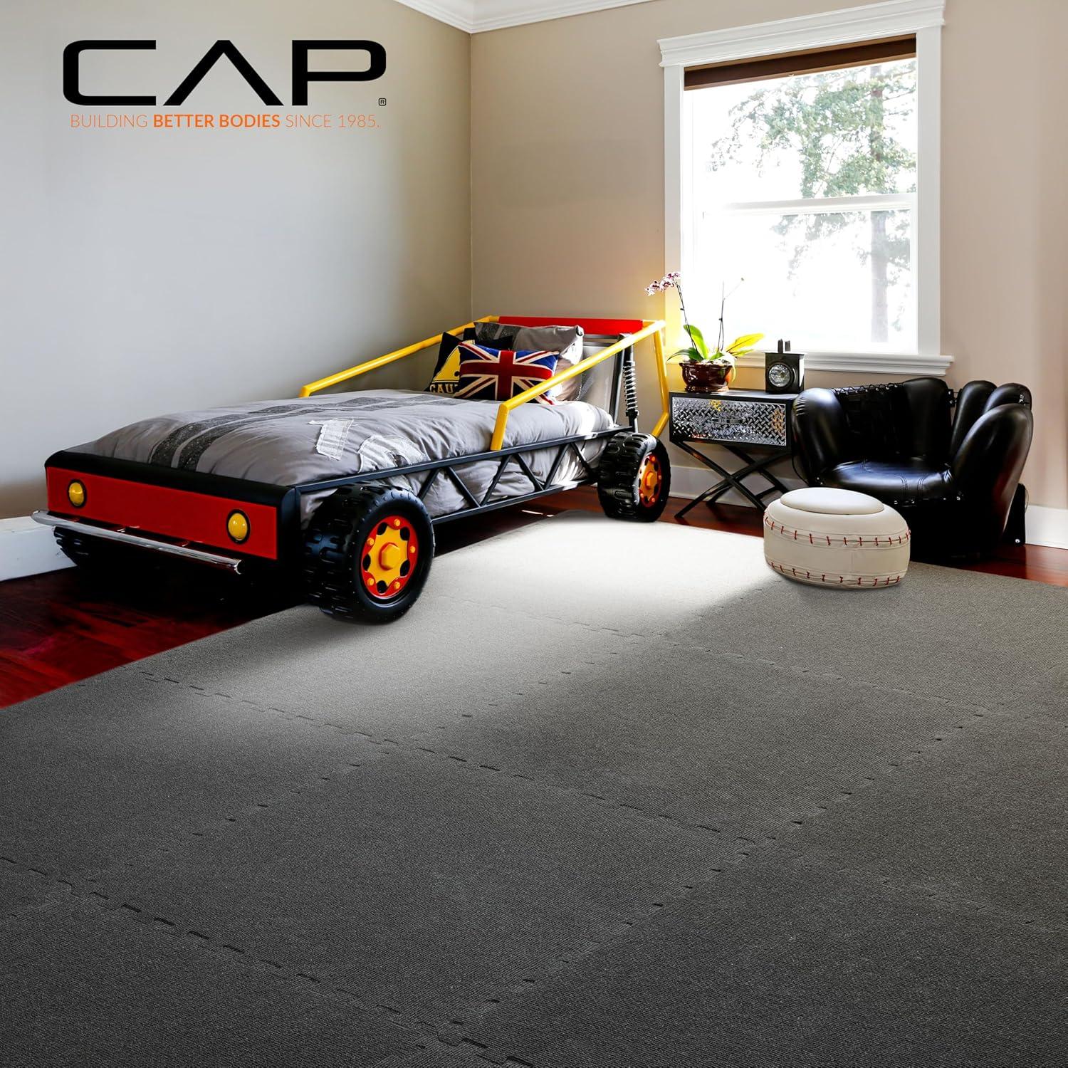 image:imageCAP Barbell Interlocking EVA Foam Carpet Puzzle Mat Floor Tiles 24 x 24 x 12 Multiple Color OptionsCarpet Top Gray