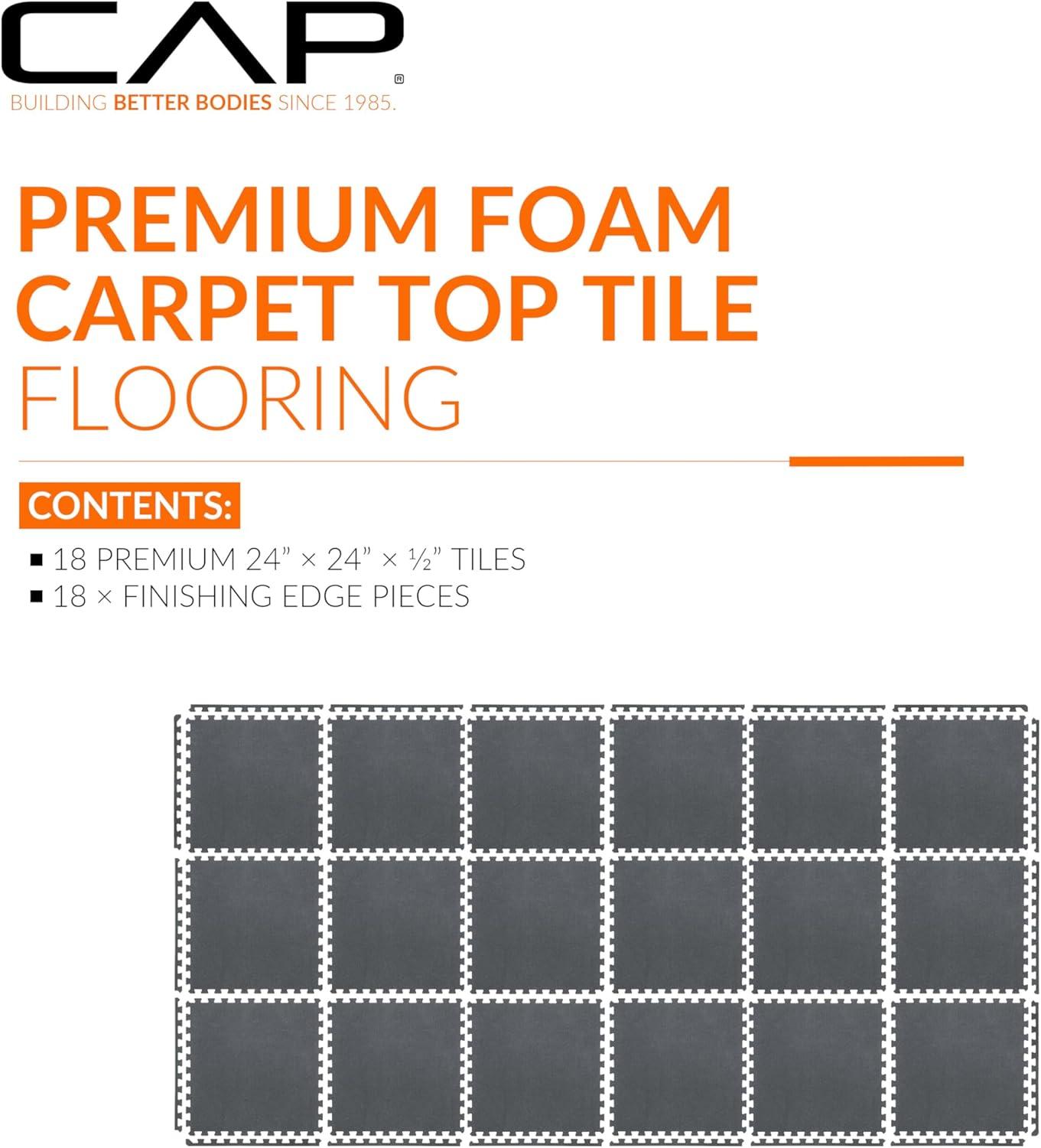 image:imageCAP Barbell Interlocking EVA Foam Carpet Puzzle Mat Floor Tiles 24 x 24 x 12 Multiple Color OptionsCarpet Top Gray