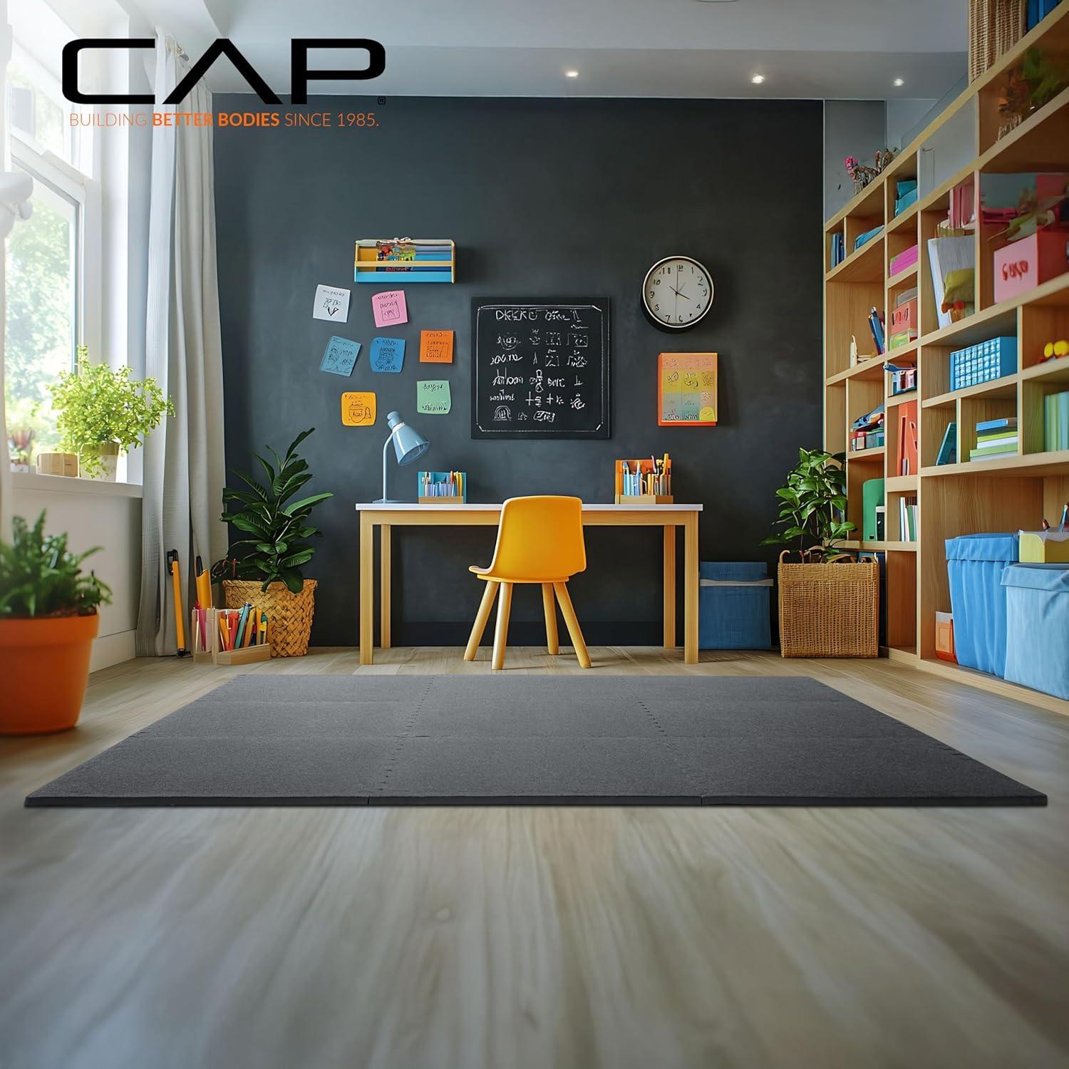 image:imageCAP Barbell Interlocking EVA Foam Carpet Puzzle Mat Floor Tiles 24 x 24 x 12 Multiple Color OptionsCarpet Top Gray