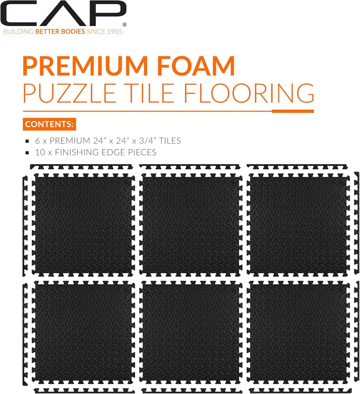 image:imageCAP Barbell Interlocking EVA Foam Exercise Puzzle Mat Home Gym Flooring Multiple OptionsDiamond Black