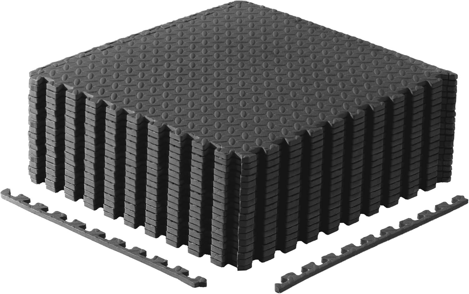 image:imageCAP Barbell Interlocking EVA Foam Exercise Puzzle Mat Home Gym Flooring Multiple OptionsDiamond Black