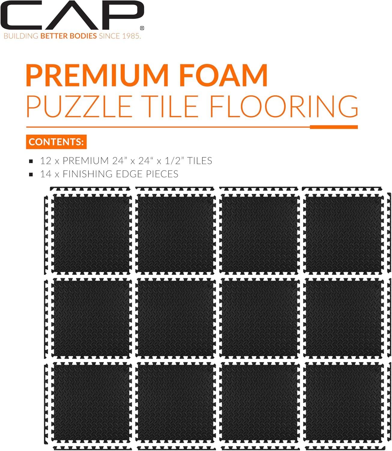 image:imageCAP Barbell Interlocking EVA Foam Exercise Puzzle Mat Home Gym Flooring Multiple OptionsDiamond Black