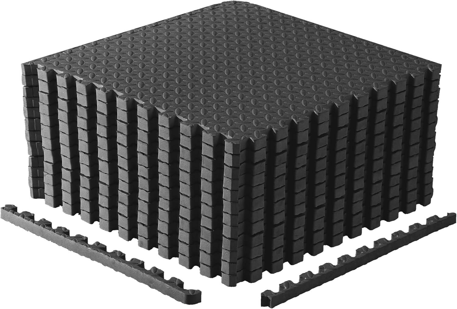 image:imageCAP Barbell Interlocking EVA Foam Exercise Puzzle Mat Home Gym Flooring Multiple OptionsDiamond Black