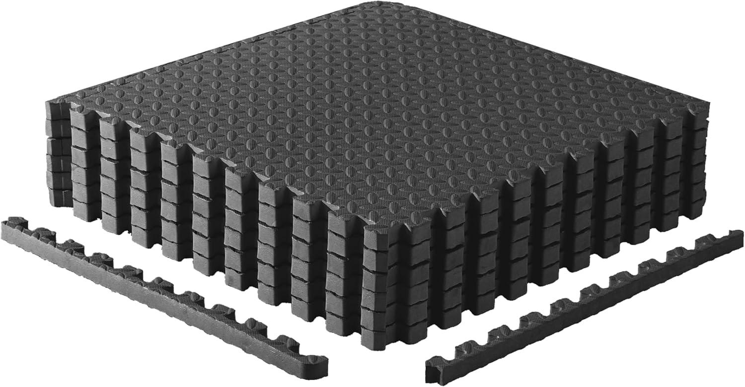 image:imageCAP Barbell Interlocking EVA Foam Exercise Puzzle Mat Home Gym Flooring Multiple OptionsDiamond Black