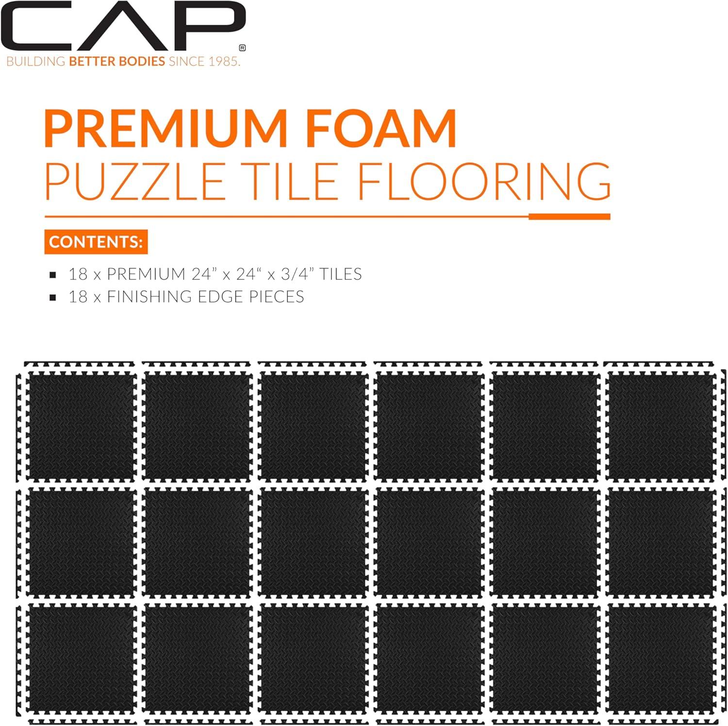 image:imageCAP Barbell Interlocking EVA Foam Exercise Puzzle Mat Home Gym Flooring Multiple OptionsDiamond Black