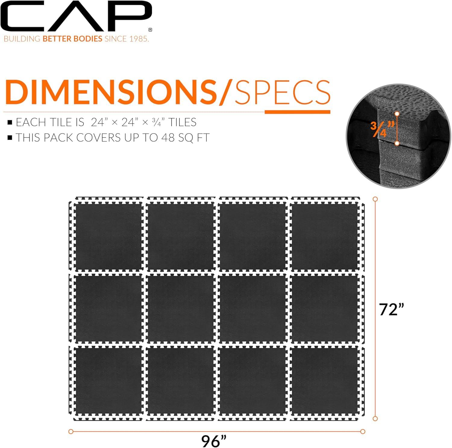 image:imageCAP Barbell Interlocking EVA Foam Exercise Puzzle Mat Home Gym Flooring Multiple OptionsPebble Black