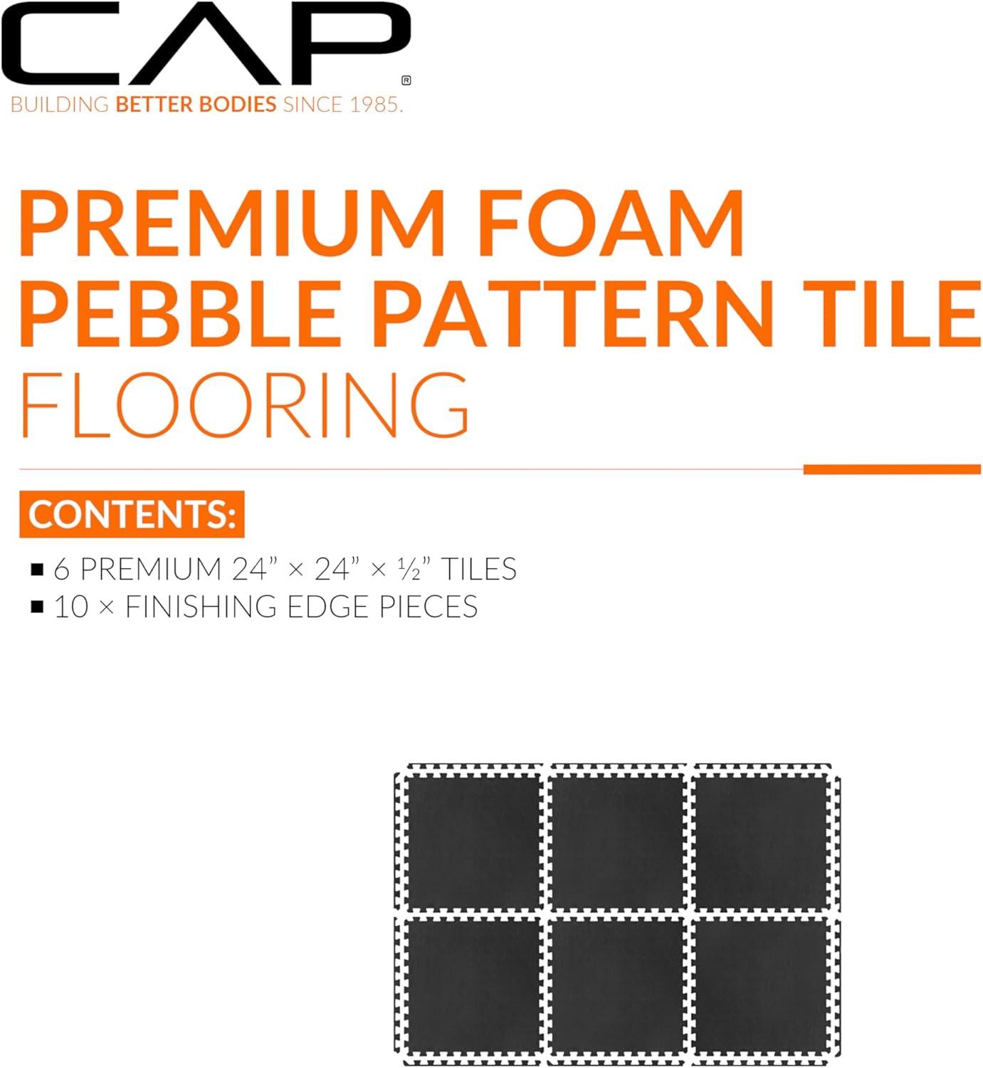 image:imageCAP Barbell Interlocking EVA Foam Exercise Puzzle Mat Home Gym Flooring Multiple OptionsPebble Black