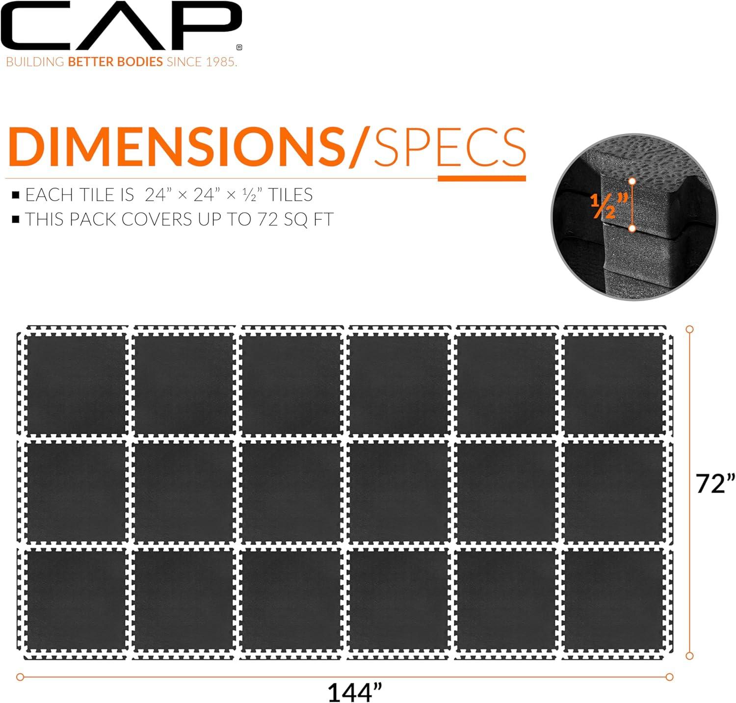 image:imageCAP Barbell Interlocking EVA Foam Exercise Puzzle Mat Home Gym Flooring Multiple OptionsPebble Black