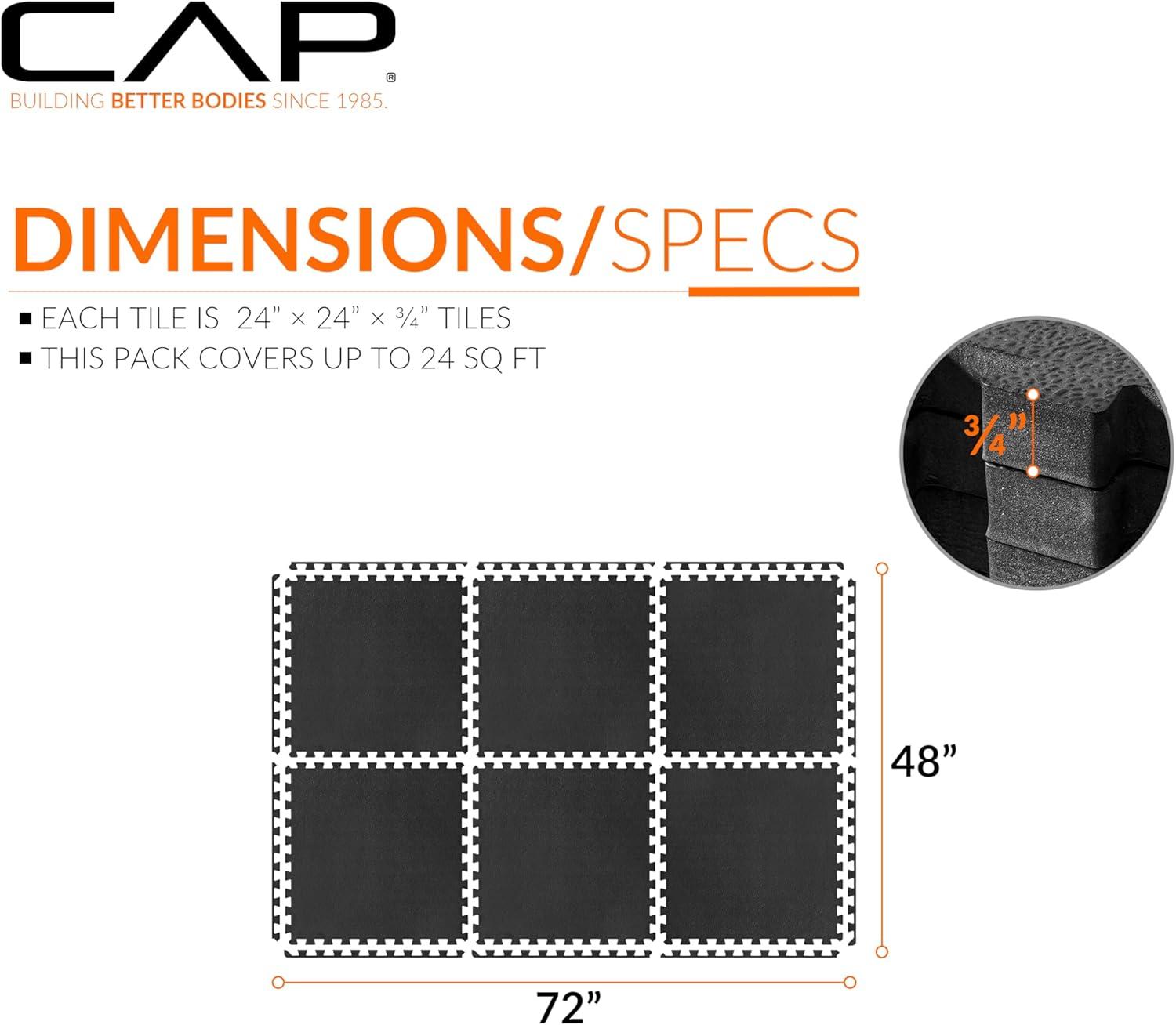 image:imageCAP Barbell Interlocking EVA Foam Exercise Puzzle Mat Home Gym Flooring Multiple OptionsPebble Black