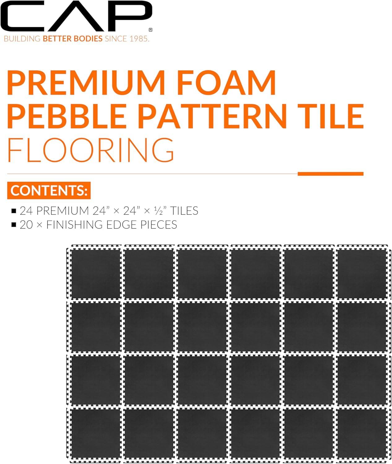 image:imageCAP Barbell Interlocking EVA Foam Exercise Puzzle Mat Home Gym Flooring Multiple OptionsPebble Black