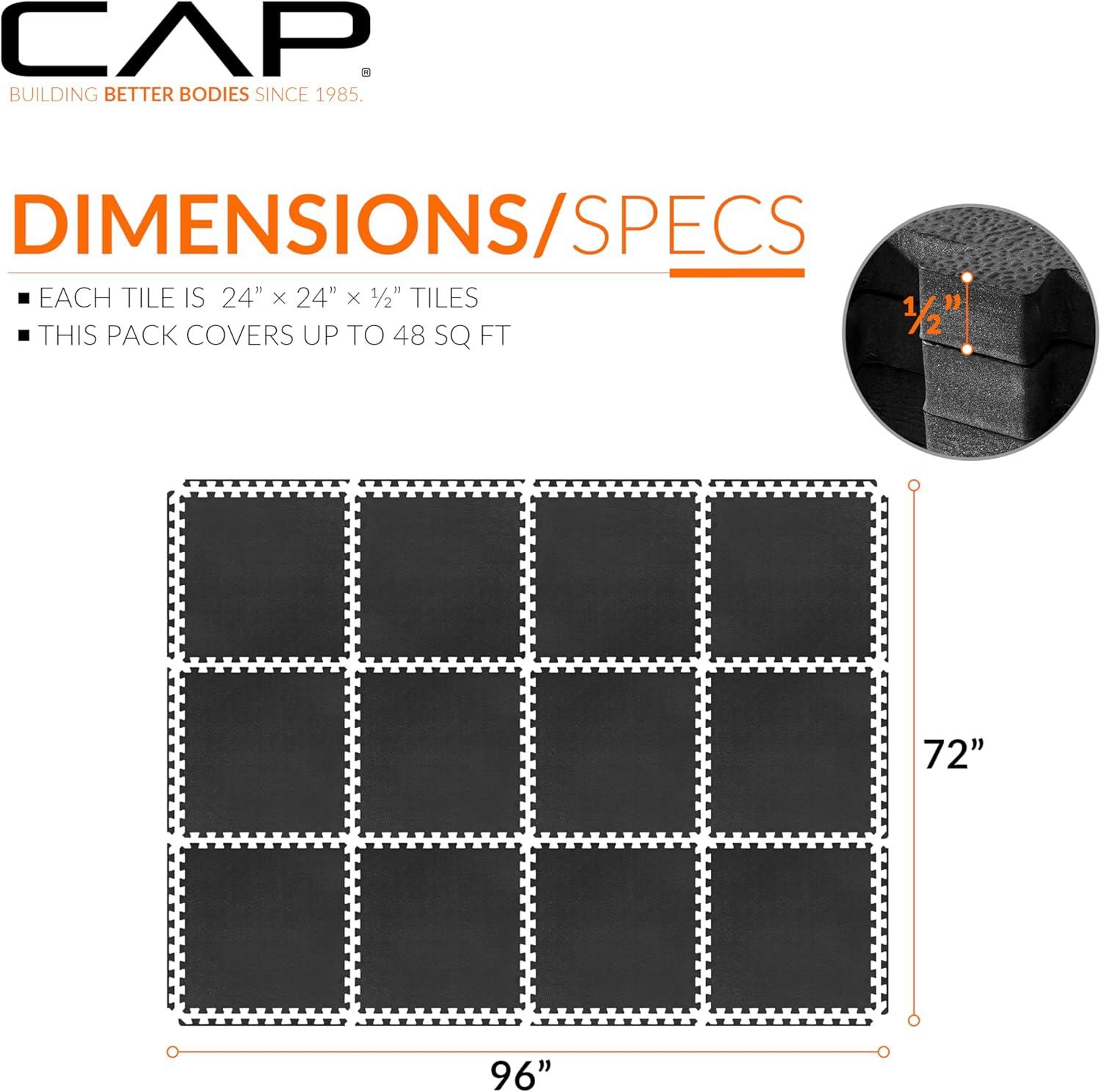 image:imageCAP Barbell Interlocking EVA Foam Exercise Puzzle Mat Home Gym Flooring Multiple OptionsPebble Black