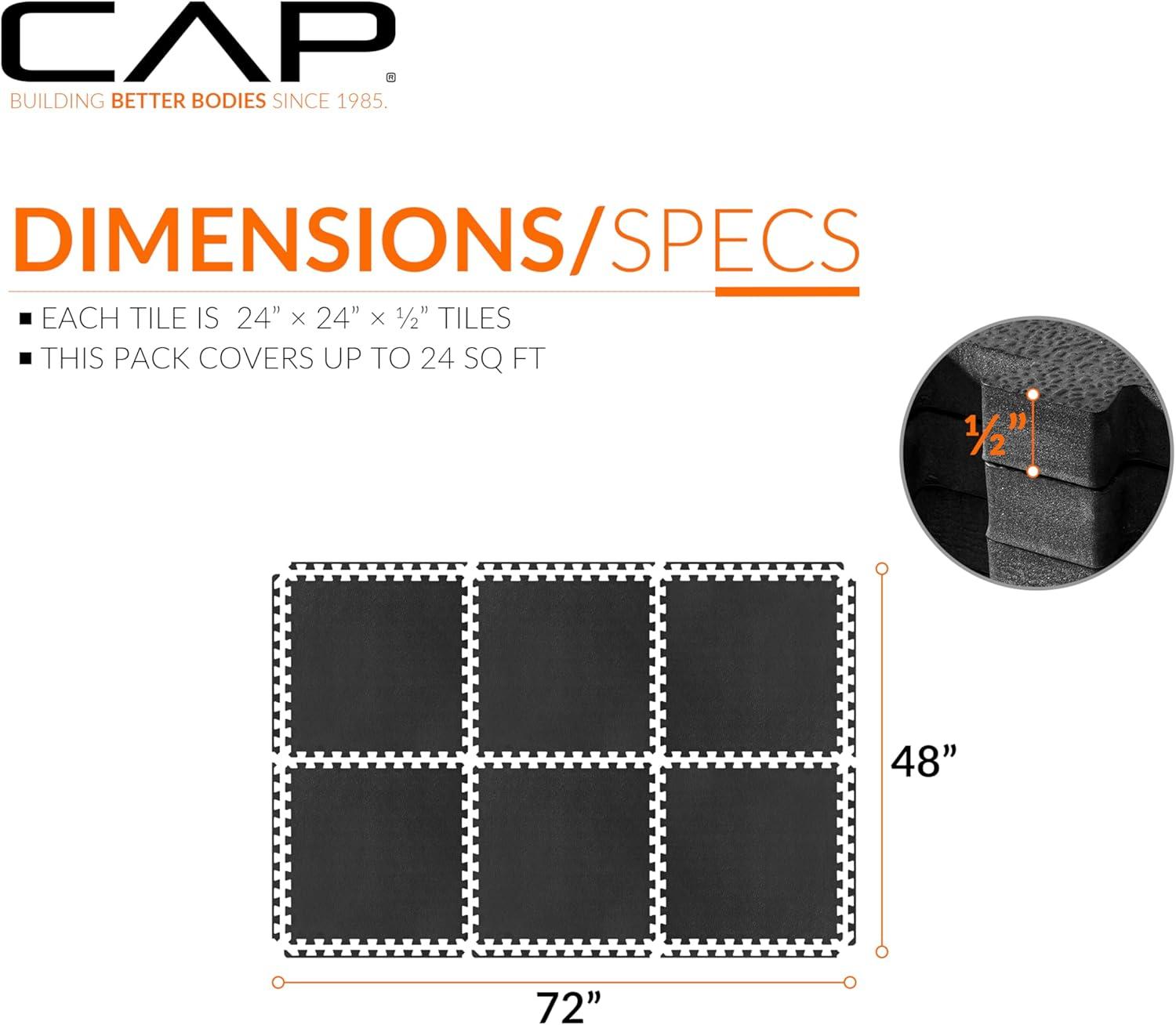 image:imageCAP Barbell Interlocking EVA Foam Exercise Puzzle Mat Home Gym Flooring Multiple OptionsPebble Black