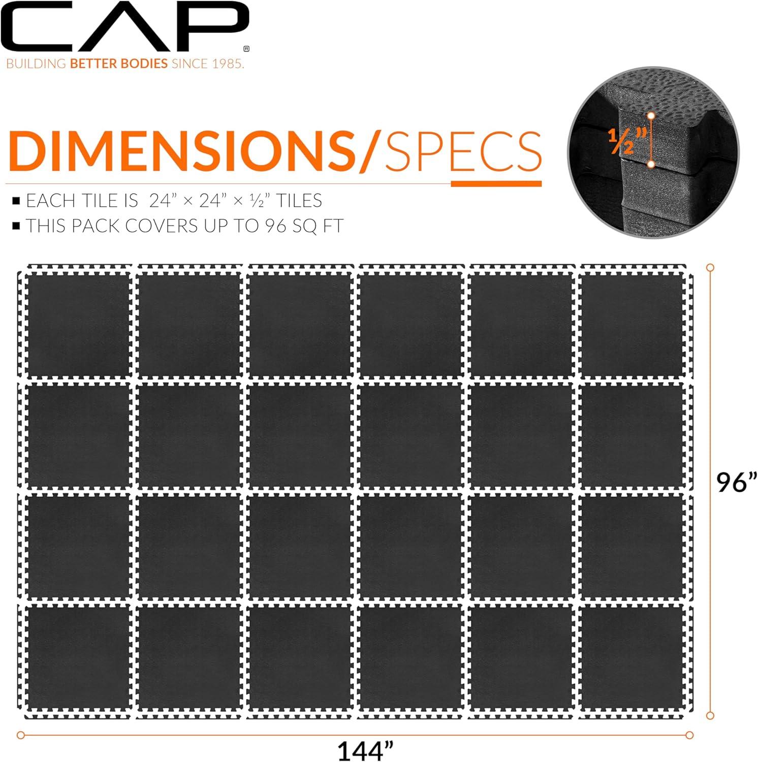 image:imageCAP Barbell Interlocking EVA Foam Exercise Puzzle Mat Home Gym Flooring Multiple OptionsPebble Black