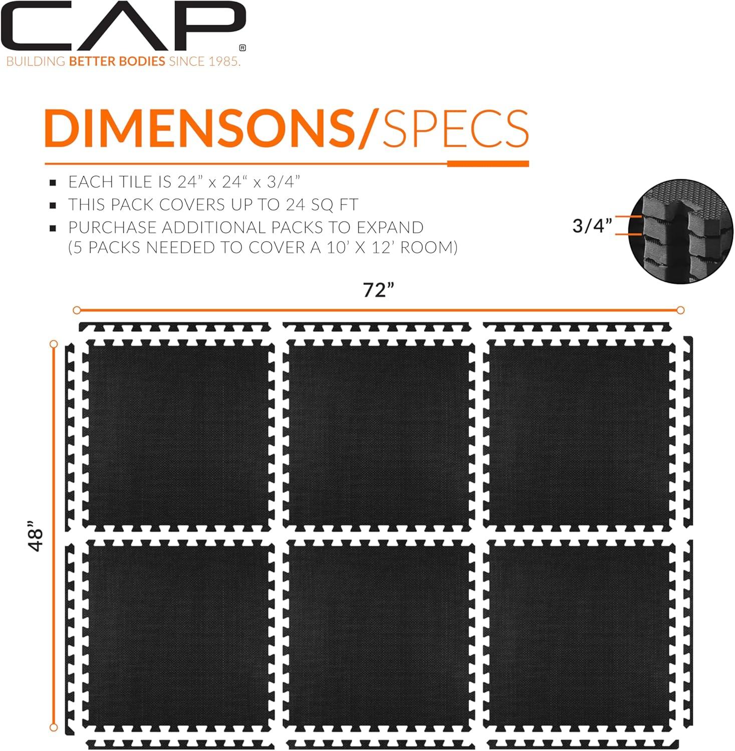 image:imageCAP Barbell Interlocking EVA Foam Exercise Puzzle Mat Home Gym Flooring Multiple OptionsT Black