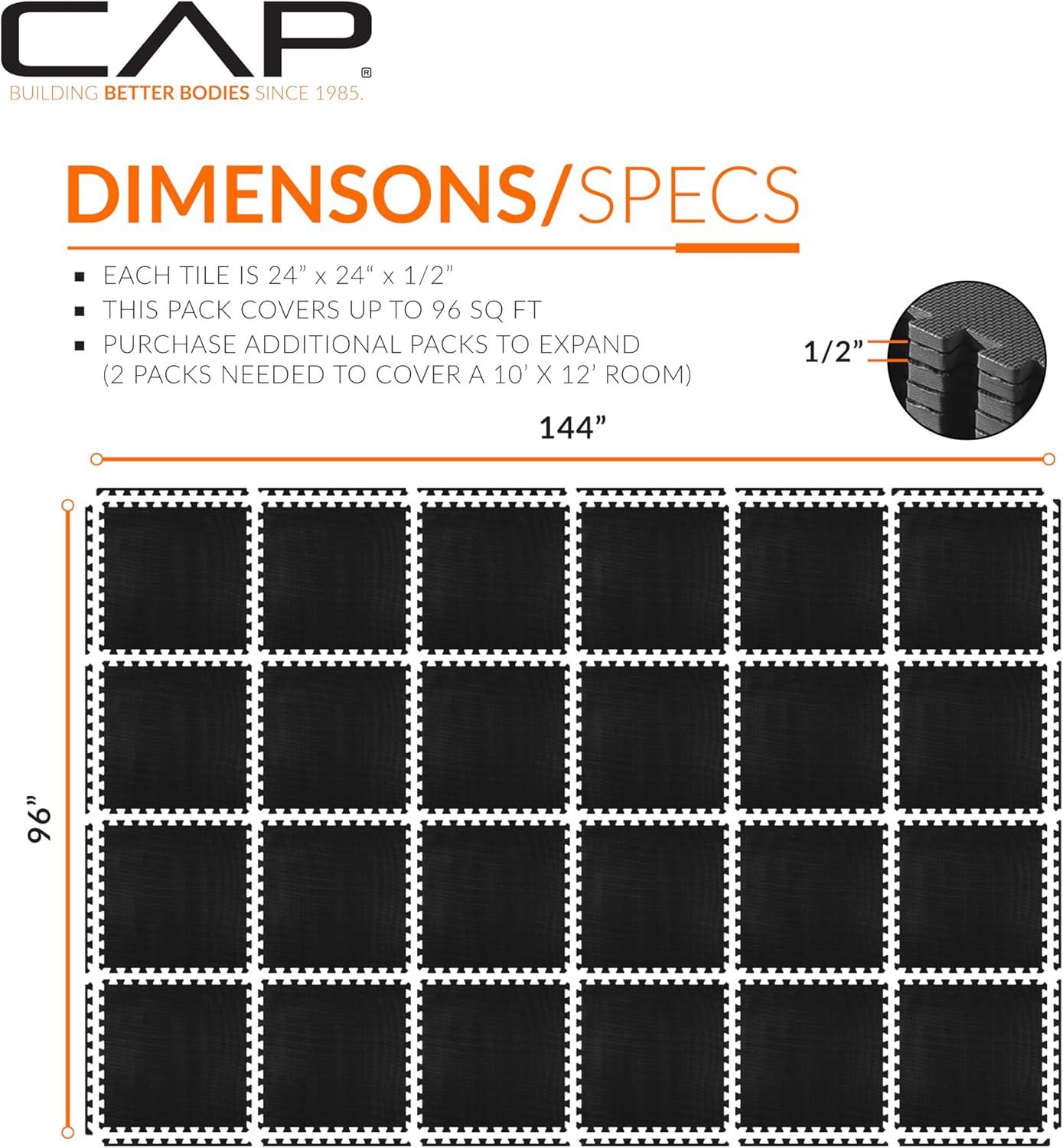 image:imageCAP Barbell Interlocking EVA Foam Exercise Puzzle Mat Home Gym Flooring Multiple OptionsT Black