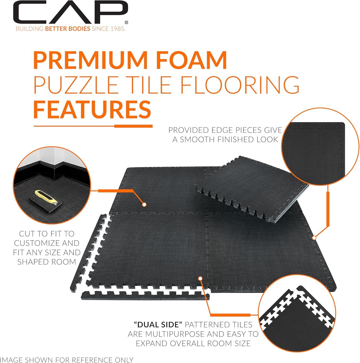 image:imageCAP Barbell Interlocking EVA Foam Exercise Puzzle Mat Home Gym Flooring Multiple OptionsT Black