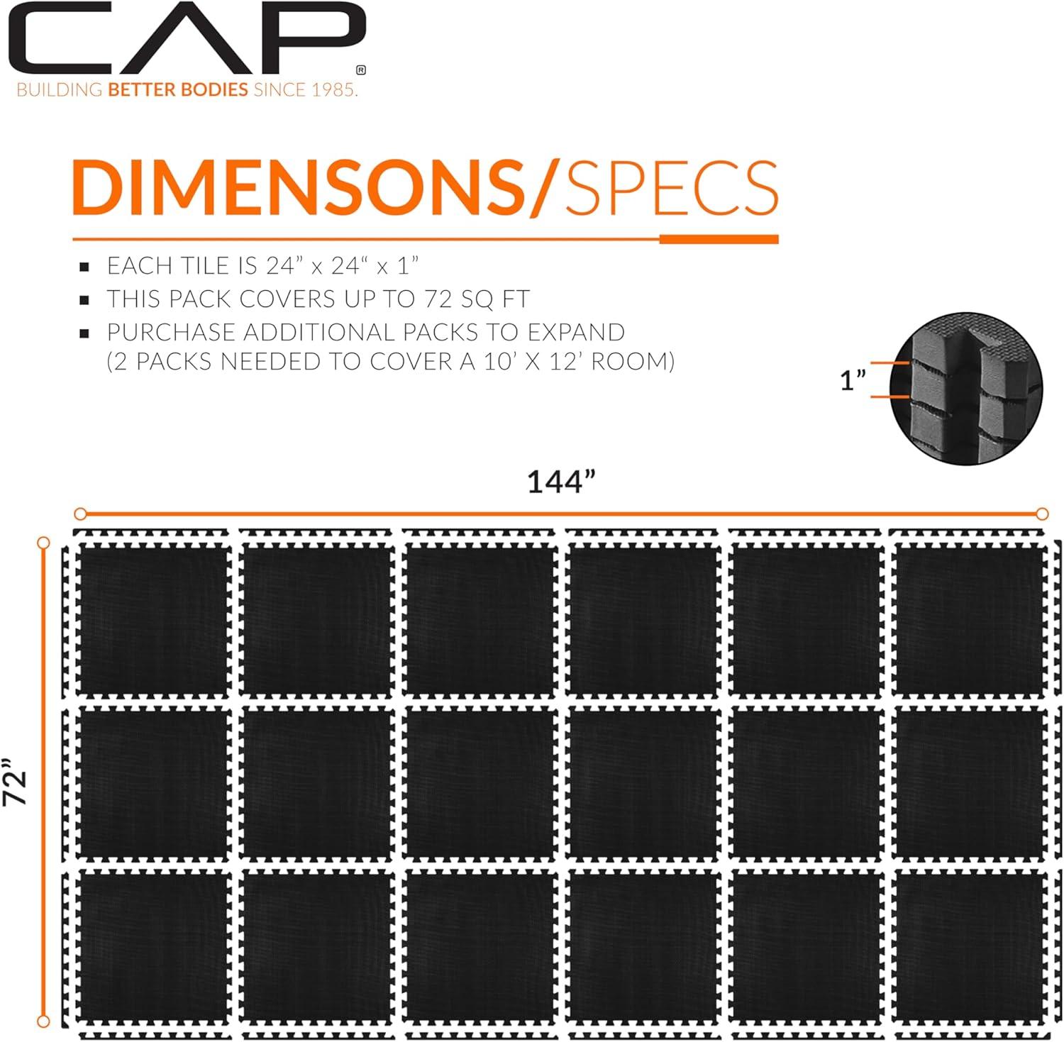 image:imageCAP Barbell Interlocking EVA Foam Exercise Puzzle Mat Home Gym Flooring Multiple OptionsT Black