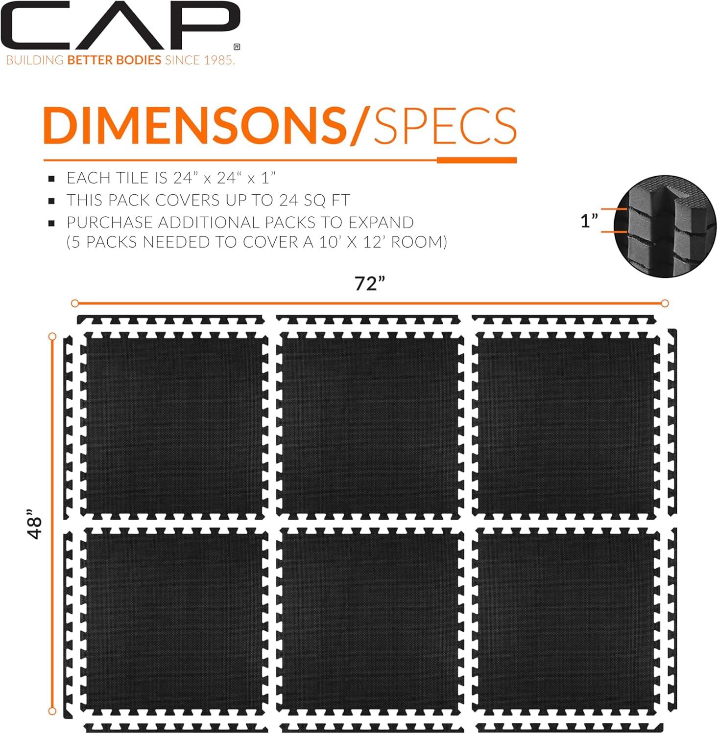 image:imageCAP Barbell Interlocking EVA Foam Exercise Puzzle Mat Home Gym Flooring Multiple OptionsT Black