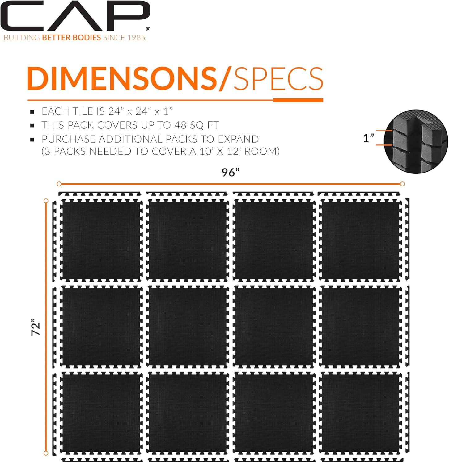 image:imageCAP Barbell Interlocking EVA Foam Exercise Puzzle Mat Home Gym Flooring Multiple OptionsT Black