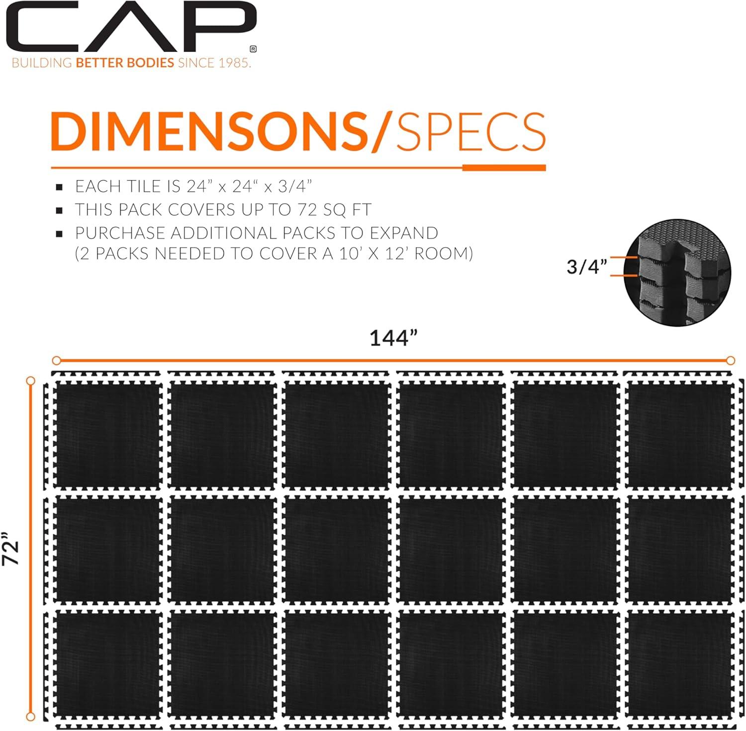 image:imageCAP Barbell Interlocking EVA Foam Exercise Puzzle Mat Home Gym Flooring Multiple OptionsT Black