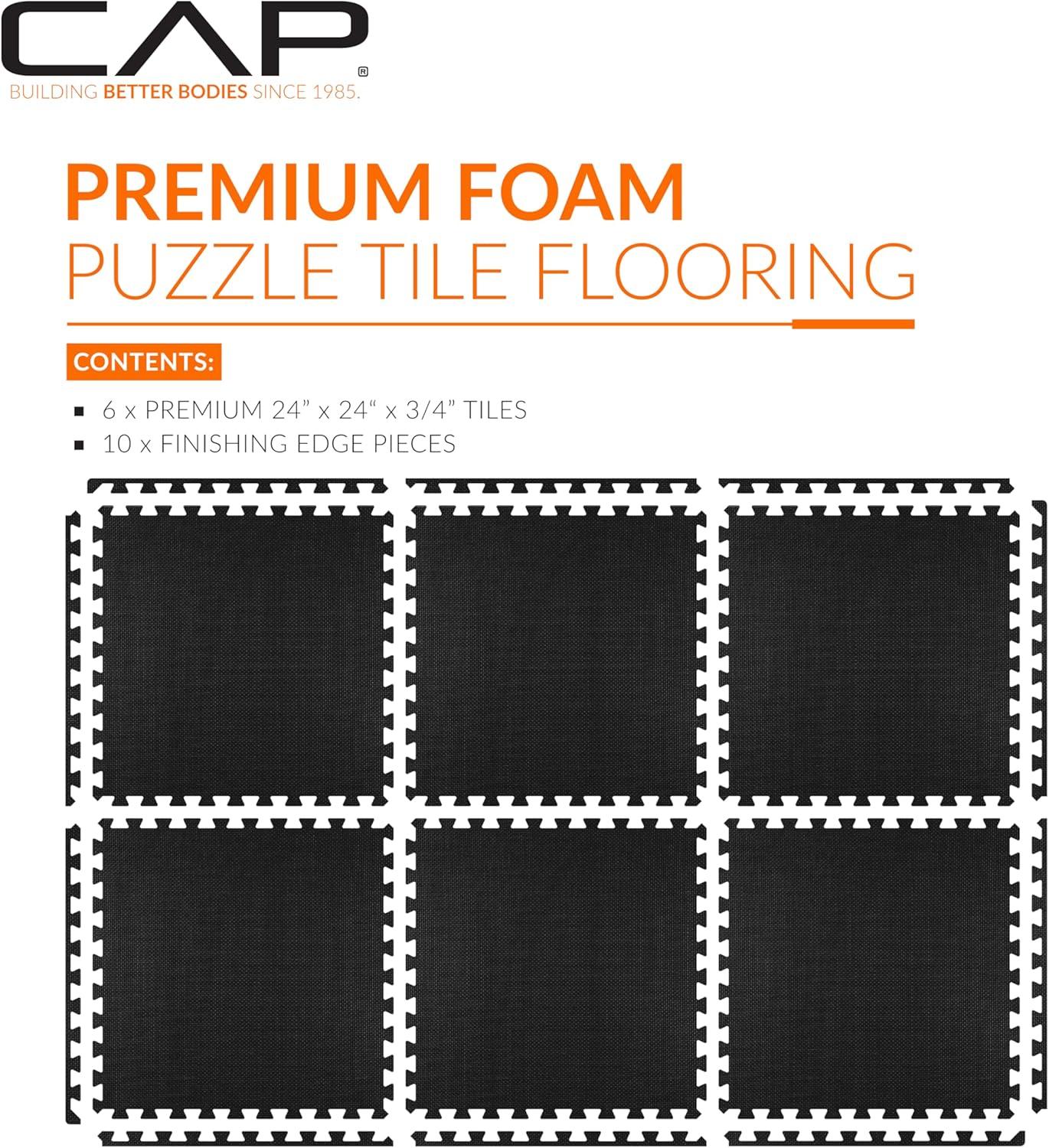 image:imageCAP Barbell Interlocking EVA Foam Exercise Puzzle Mat Home Gym Flooring Multiple OptionsT Black