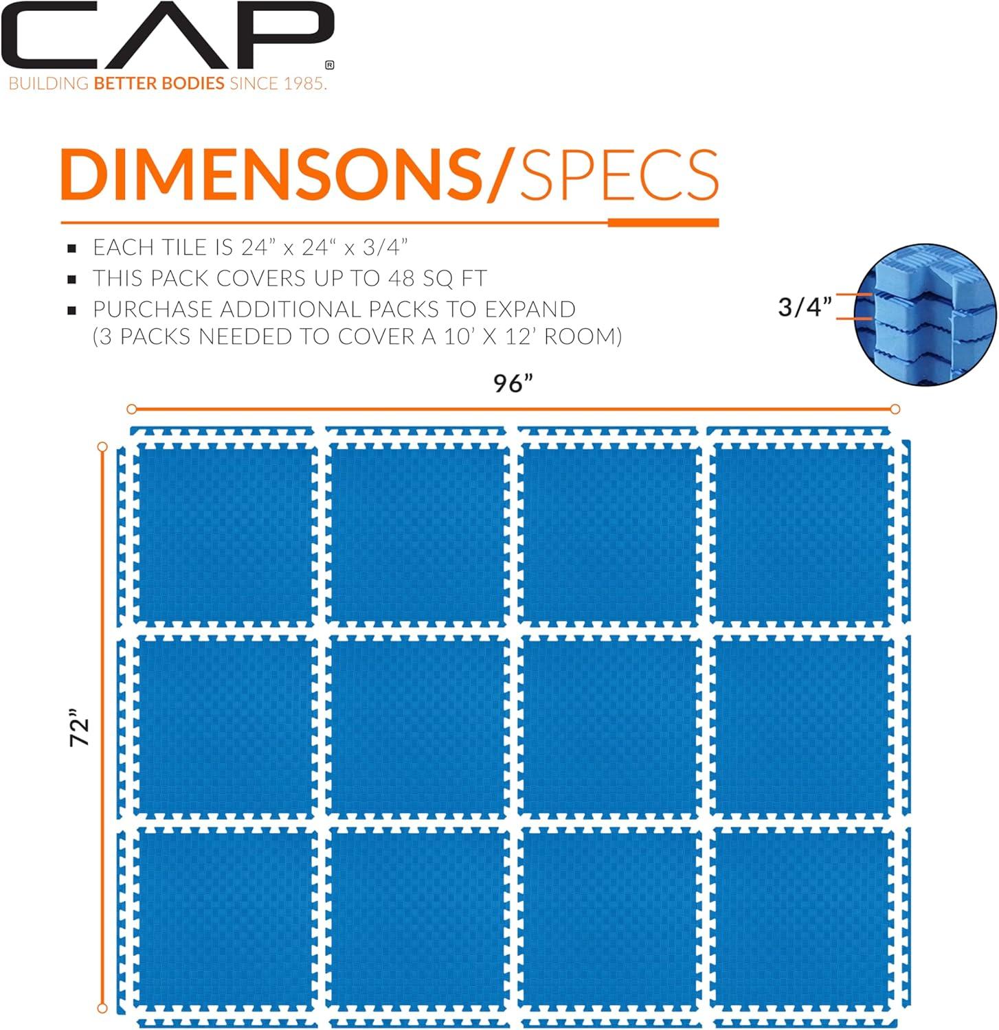 image:imageCAP Barbell Interlocking EVA Foam Exercise Puzzle Mat Home Gym Flooring Multiple OptionsTatami Blue
