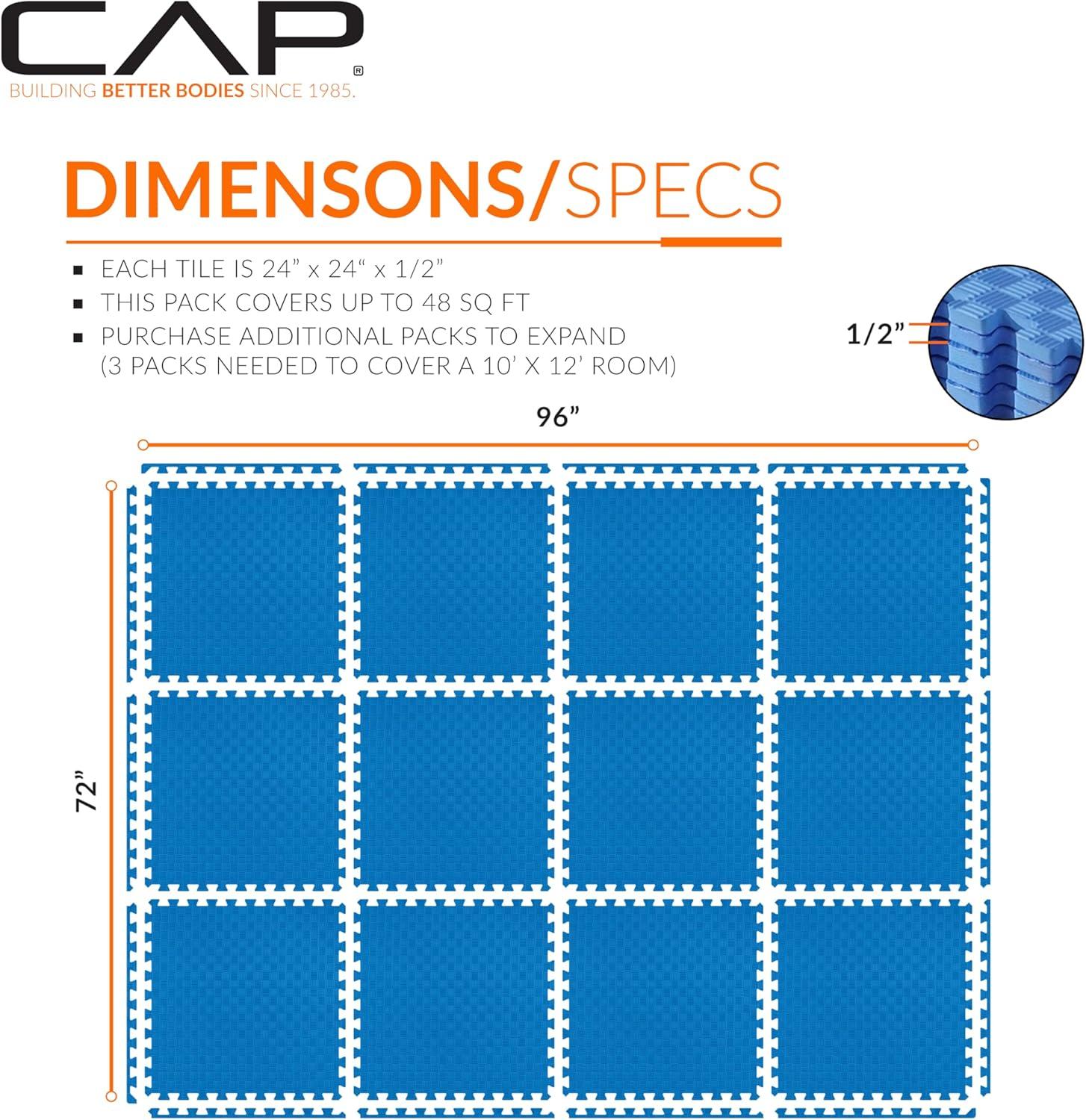 image:imageCAP Barbell Interlocking EVA Foam Exercise Puzzle Mat Home Gym Flooring Multiple OptionsTatami Blue