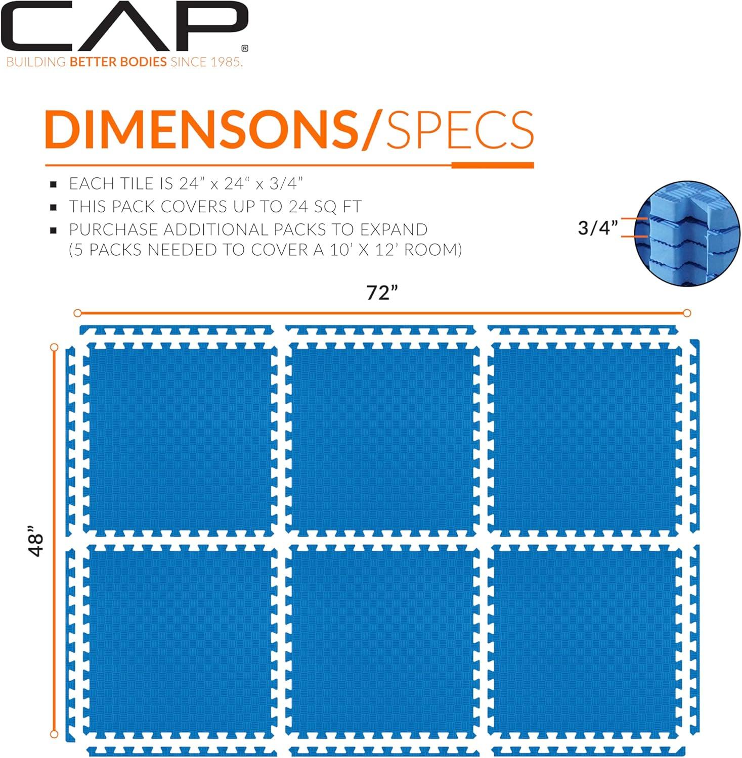 image:imageCAP Barbell Interlocking EVA Foam Exercise Puzzle Mat Home Gym Flooring Multiple OptionsTatami Blue